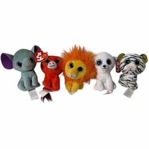 McDonald’s Happy Meal Toy Ty Teenie Beanie Boo’s Plush Bundle of 5 Lion Tiger